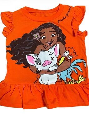 Disney Orange Moana Logo Toddler Tee